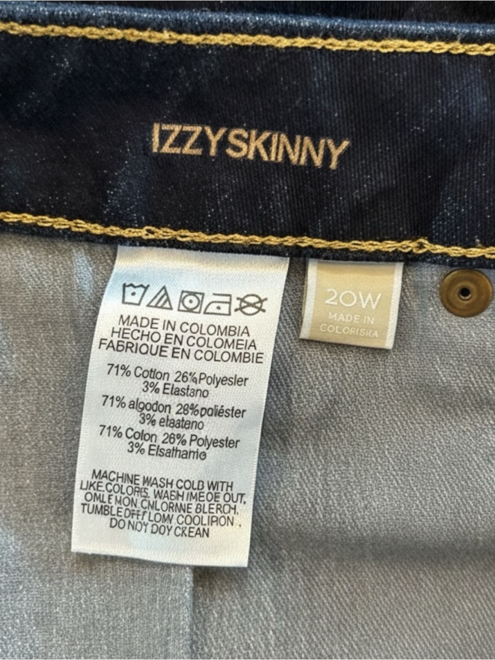 Michael Kors Navy Blue Jeans with Yellow Stitching - Picture 4 of 5